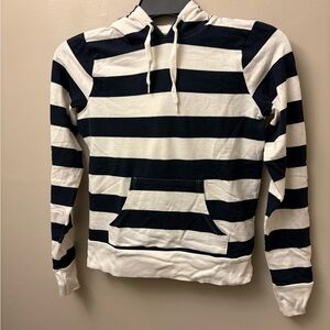 Topshop Navy and White Striped Hoodie